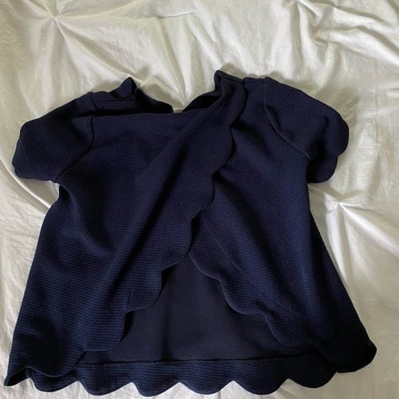 Monteau Scalloped Girls Waffle Blouse - Picture 2 of 3